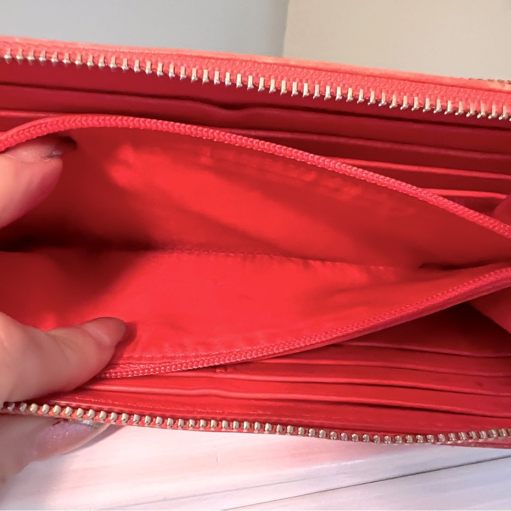 Coach Perforated Coral Zip Wristlet Wallet - Picture 10 of 10
